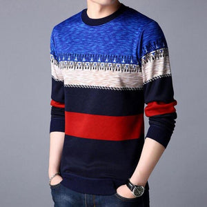 Warm Pullover Knitted Striped Male Sweater