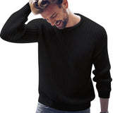 New Casual Solid O Neck Sweater